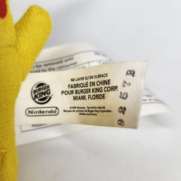 1999 Burger King Nintendo Pokemon PIKACHU Plush Toy HTF Vintage - Picture 2 of 5